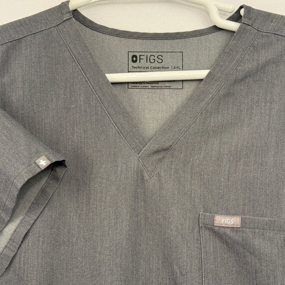FIGS Catarina Technical Collection Scrub Top Men's 5XL Grey‎ V-Neck Pocket